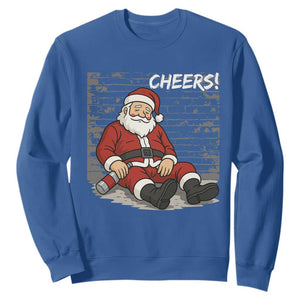 Funny Christmas Santa Claus Drinking Beer Sweatshirt Wonderful Time TS10 Royal Blue Print Your Wear