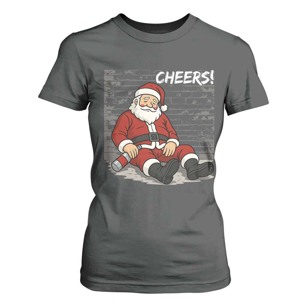 Funny Christmas Santa Claus Drinking Beer T Shirt For Women Wonderful Time TS10 Dark Heather Print Your Wear