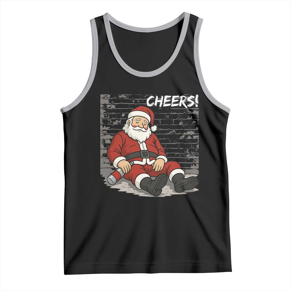 Funny Christmas Santa Claus Drinking Beer Tank Top Wonderful Time TS10 Black Athletic Heather Print Your Wear