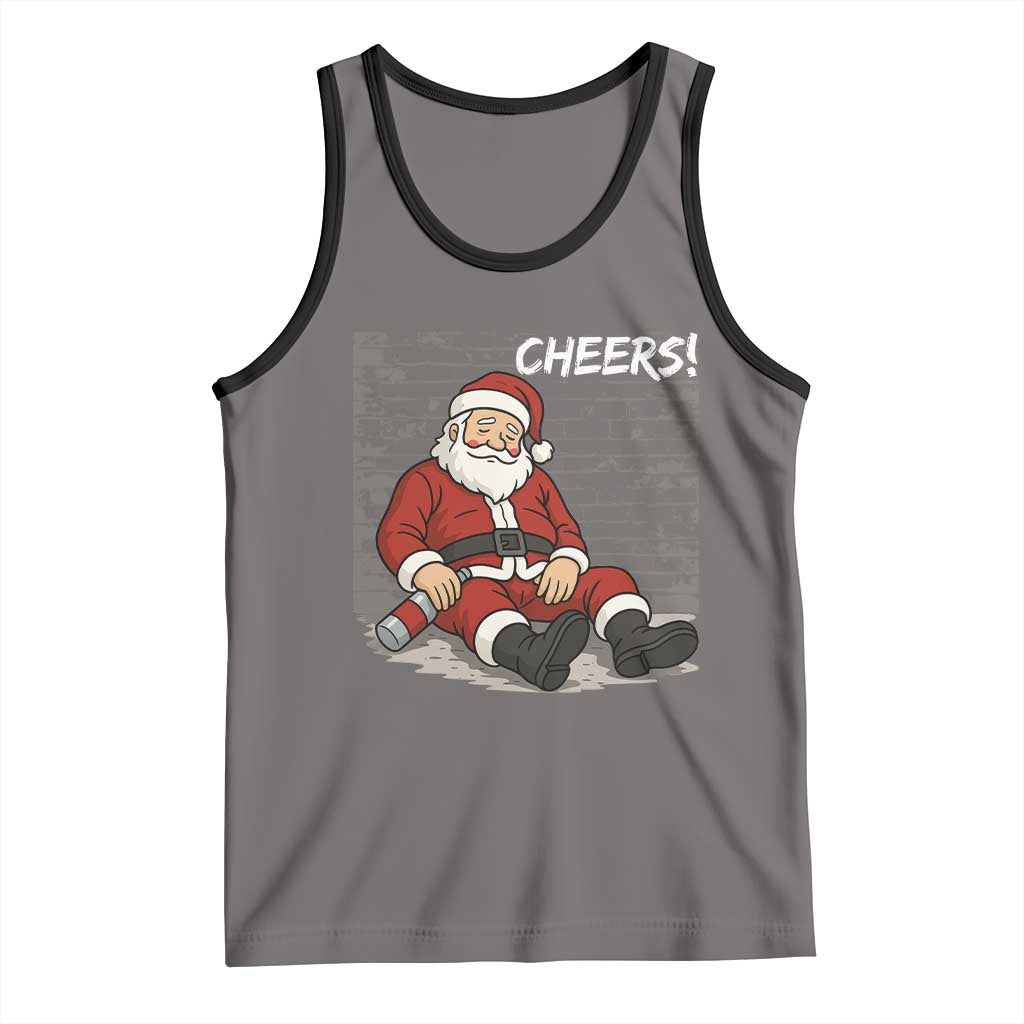 Funny Christmas Santa Claus Drinking Beer Tank Top Wonderful Time TS10 Deep Heather Black Print Your Wear