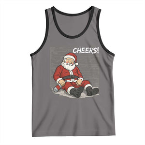 Funny Christmas Santa Claus Drinking Beer Tank Top Wonderful Time TS10 Deep Heather Black Print Your Wear