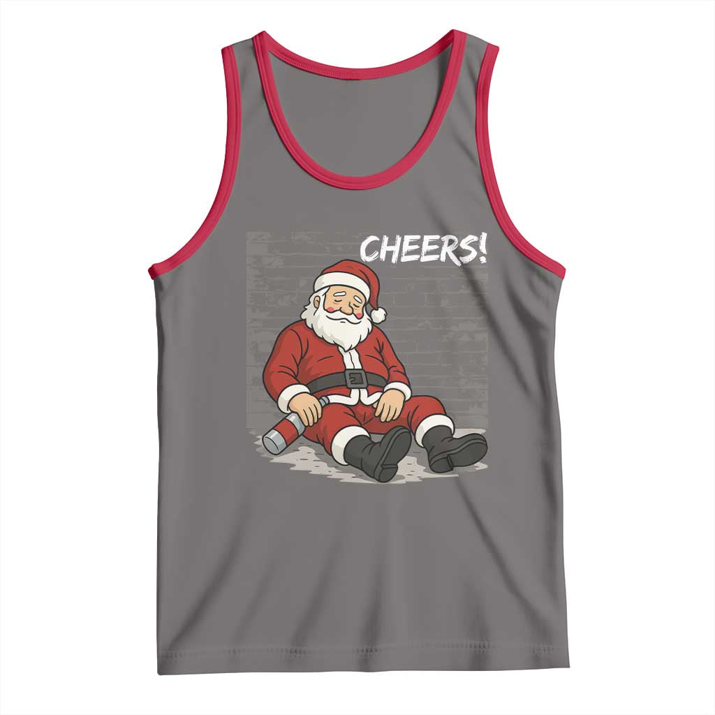 Funny Christmas Santa Claus Drinking Beer Tank Top Wonderful Time TS10 Deep Heather Red Print Your Wear