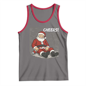 Funny Christmas Santa Claus Drinking Beer Tank Top Wonderful Time TS10 Deep Heather Red Print Your Wear