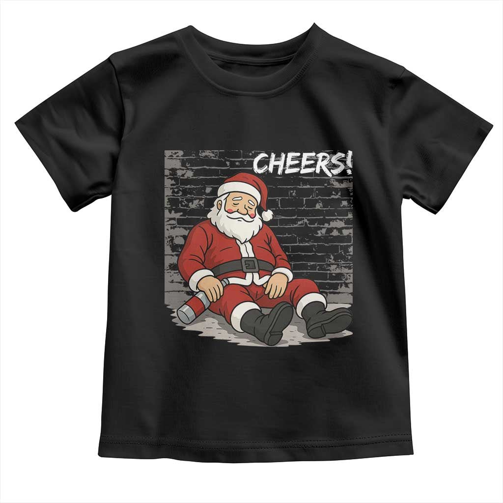 Funny Christmas Santa Claus Drinking Beer Toddler T Shirt Wonderful Time TS10 Black Print Your Wear