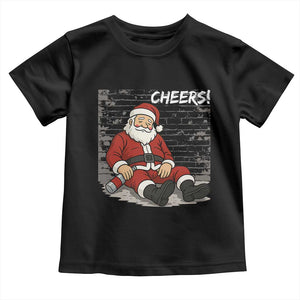 Funny Christmas Santa Claus Drinking Beer Toddler T Shirt Wonderful Time TS10 Black Print Your Wear