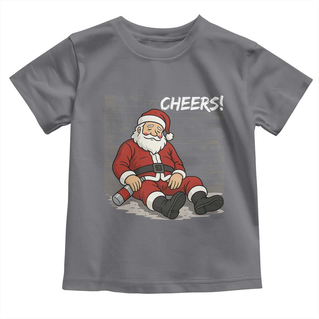 Funny Christmas Santa Claus Drinking Beer Toddler T Shirt Wonderful Time TS10 Charcoal Print Your Wear