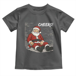 Funny Christmas Santa Claus Drinking Beer Toddler T Shirt Wonderful Time TS10 Dark Heather Print Your Wear