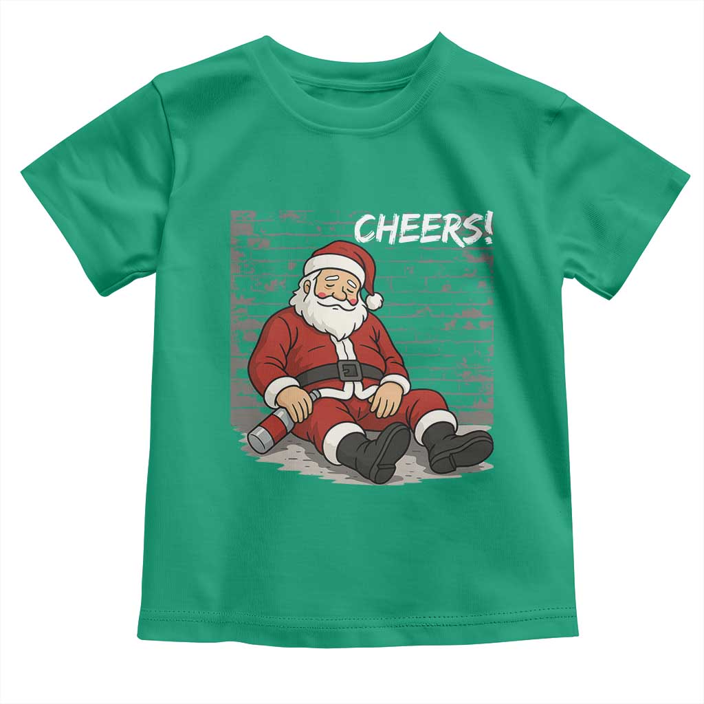 Funny Christmas Santa Claus Drinking Beer Toddler T Shirt Wonderful Time TS10 Irish Green Print Your Wear