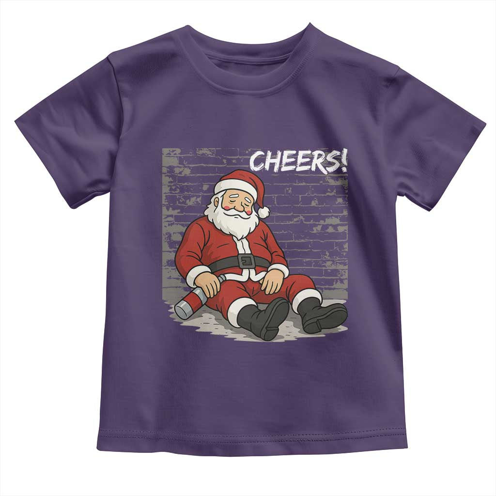 Funny Christmas Santa Claus Drinking Beer Toddler T Shirt Wonderful Time TS10 Purple Print Your Wear