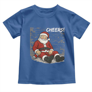 Funny Christmas Santa Claus Drinking Beer Toddler T Shirt Wonderful Time TS10 Royal Blue Print Your Wear
