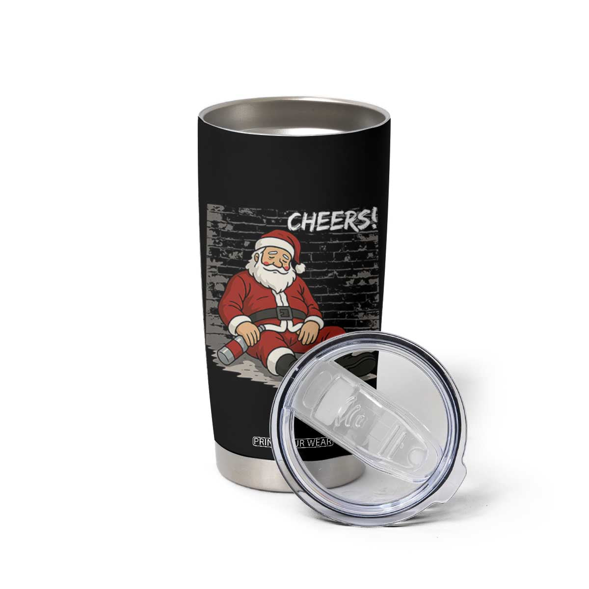 Funny Christmas Santa Claus Drinking Beer Tumbler Cup Wonderful Time TS10 Print Your Wear