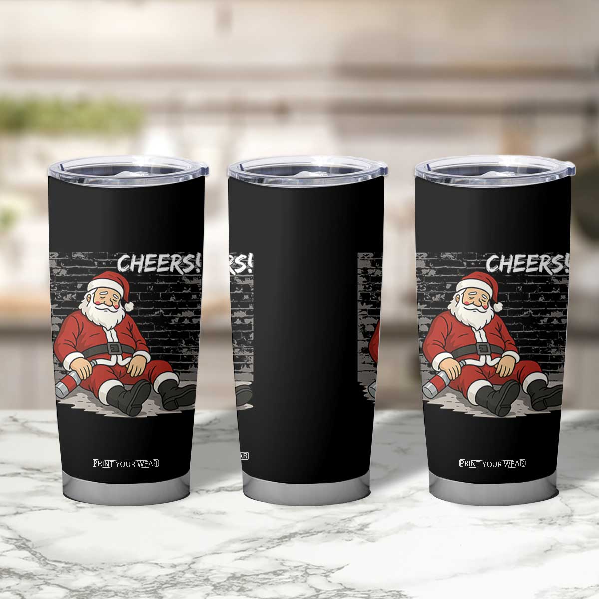 Funny Christmas Santa Claus Drinking Beer Tumbler Cup Wonderful Time TS10 Print Your Wear
