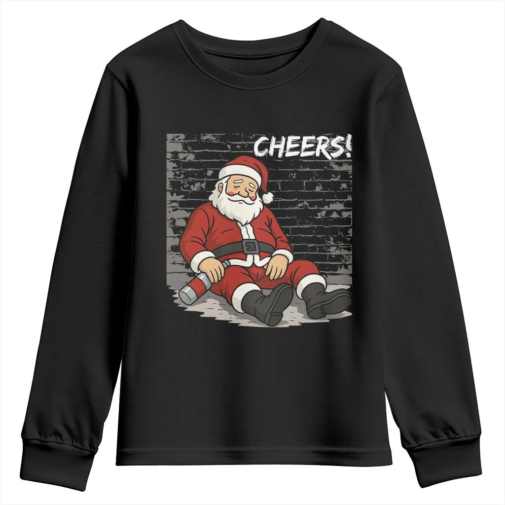 Funny Christmas Santa Claus Drinking Beer Youth Sweatshirt Wonderful Time TS10 Black Print Your Wear