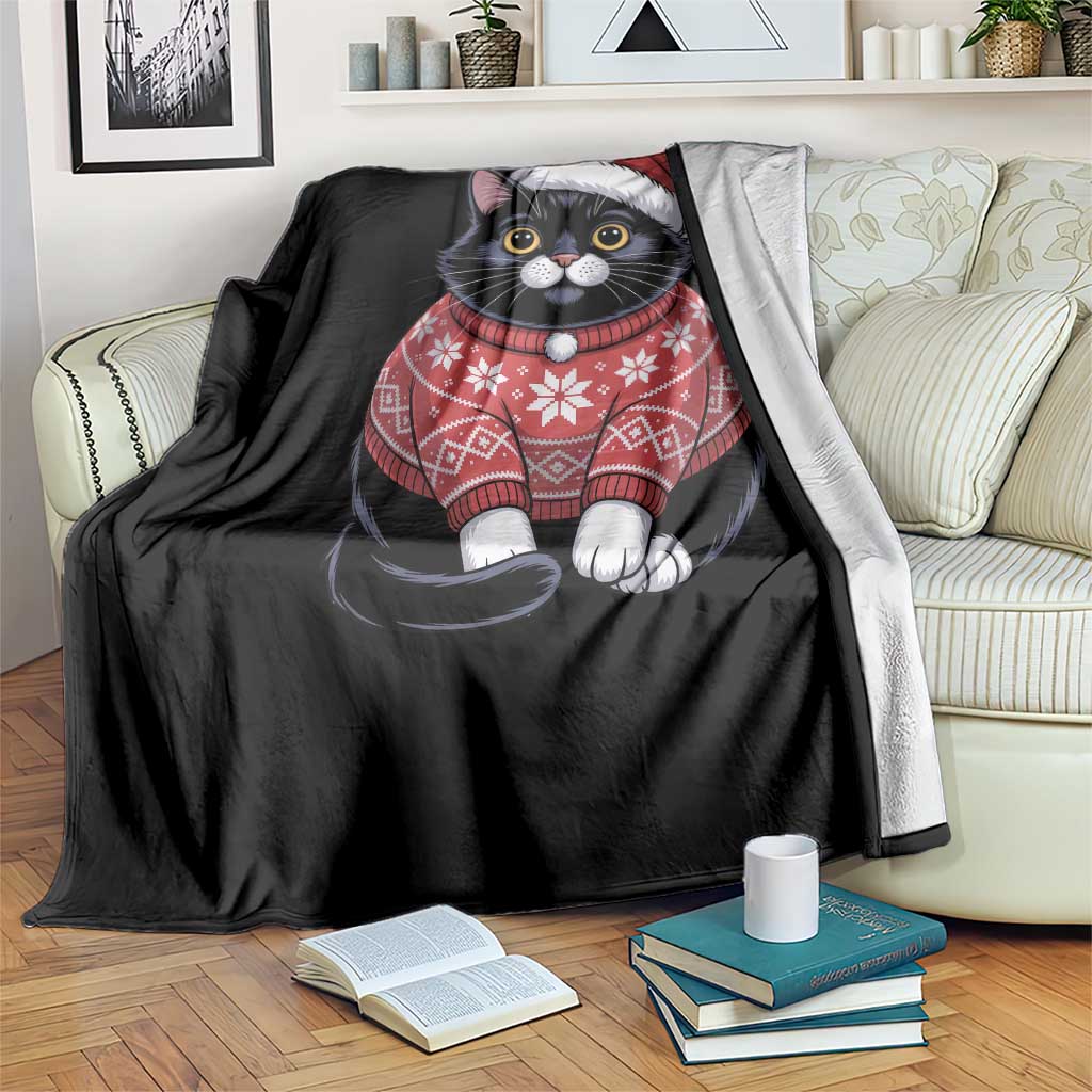 Christmas Black Cat Throw Blanket Catmas Gift For New Year TS10 Print Your Wear