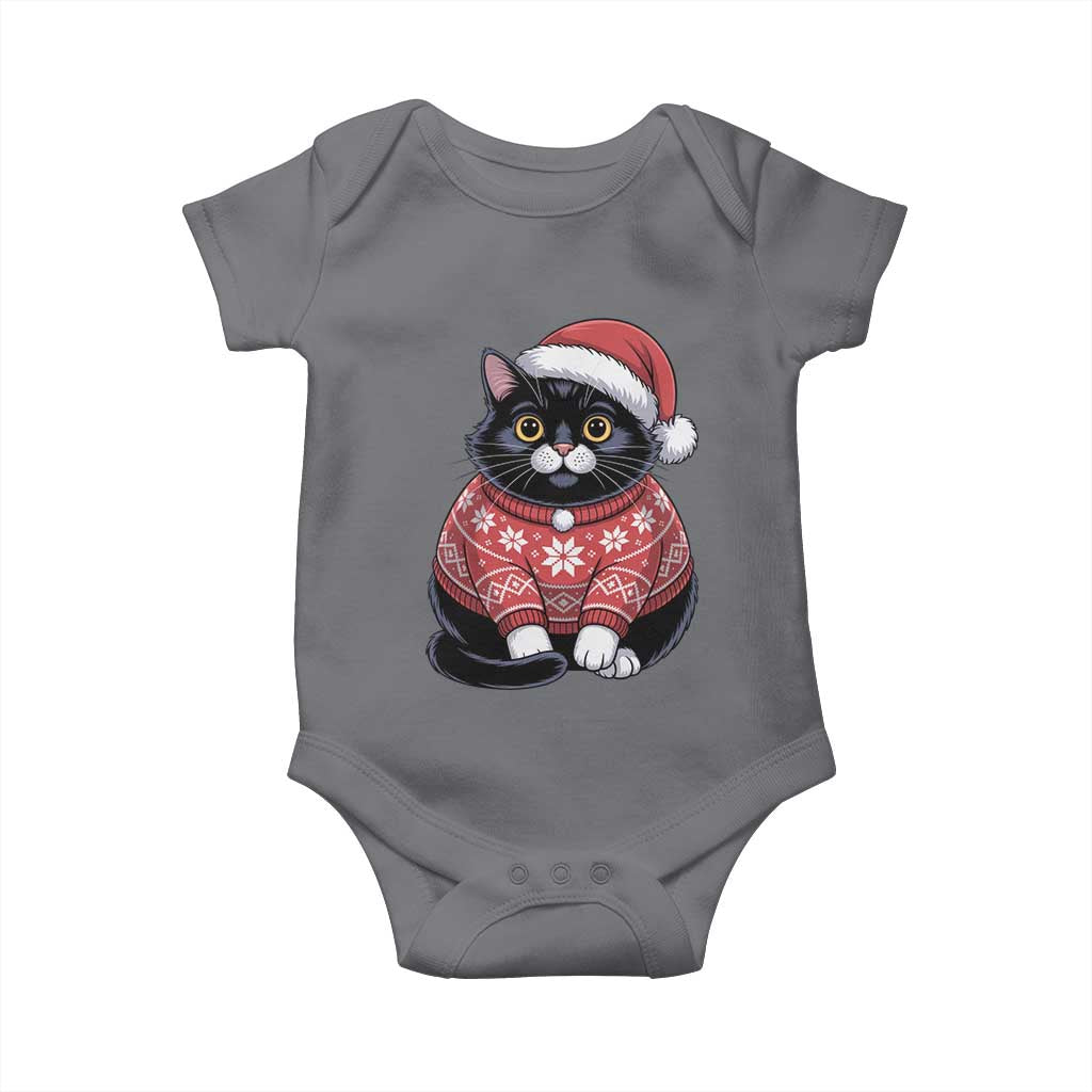 Christmas Black Cat Baby Onesie Catmas Gift For New Year TS10 Charcoal Print Your Wear