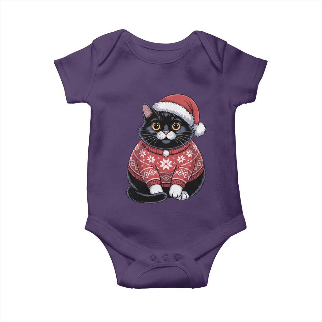 Christmas Black Cat Baby Onesie Catmas Gift For New Year TS10 Purple Print Your Wear