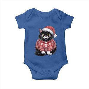 Christmas Black Cat Baby Onesie Catmas Gift For New Year TS10 Royal Blue Print Your Wear