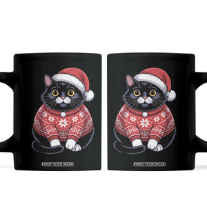 Christmas Black Cat Coffee Mug Catmas Gift For New Year TS10 Black Print Your Wear