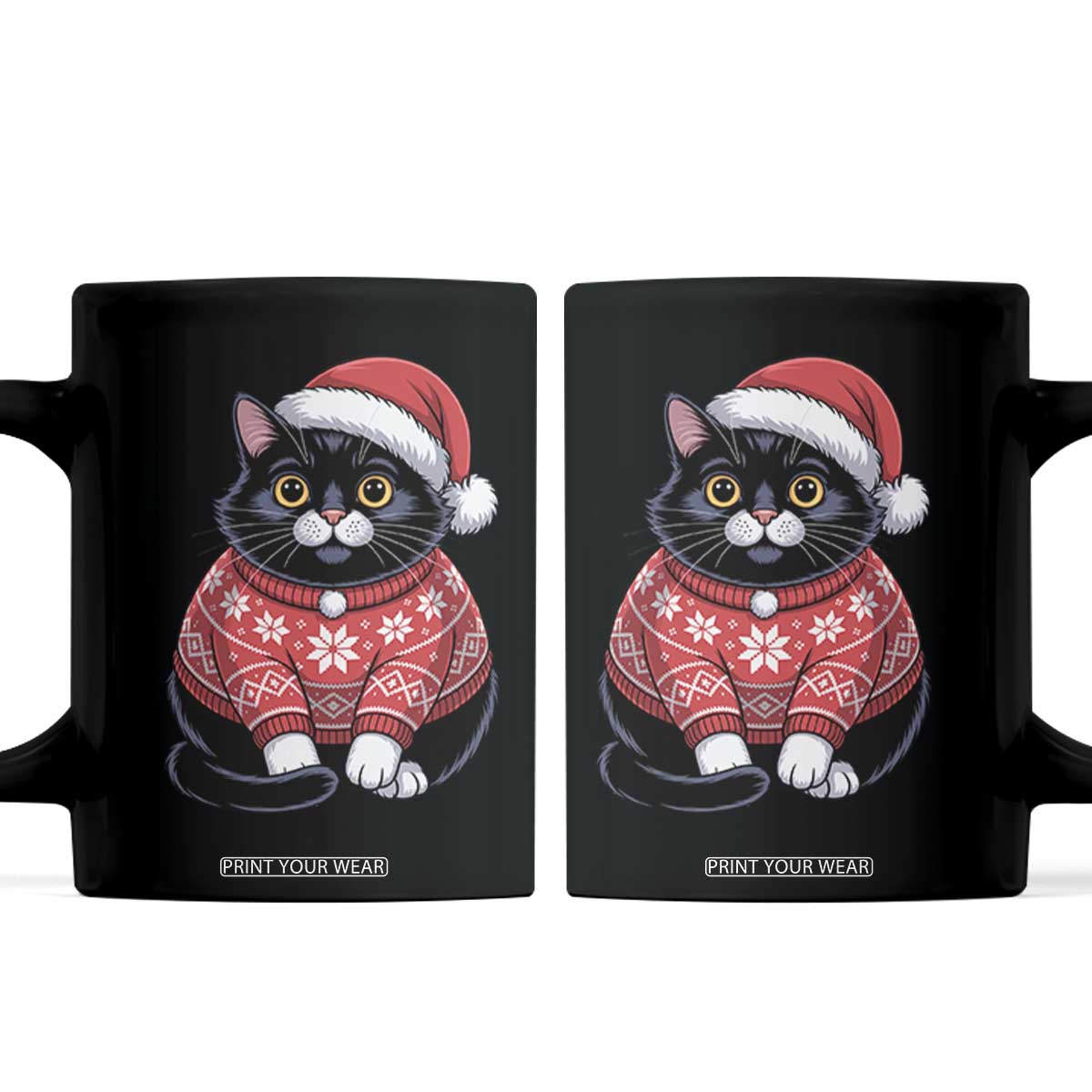 Christmas Black Cat Coffee Mug Catmas Gift For New Year TS10 Black Print Your Wear