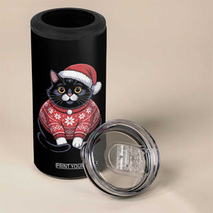 Christmas Black Cat 4 in 1 Can Cooler Tumbler Catmas Gift For New Year TS10 Print Your Wear
