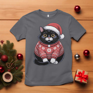 Christmas Black Cat T Shirt Catmas Gift For New Year TS10 Charcoal Print Your Wear