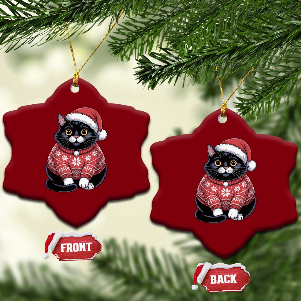 Christmas Black Cat Ceramic Ornament Catmas Gift For New Year TS10 Print Your Wear
