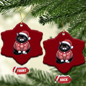 Christmas Black Cat Ceramic Ornament Catmas Gift For New Year TS10 Print Your Wear