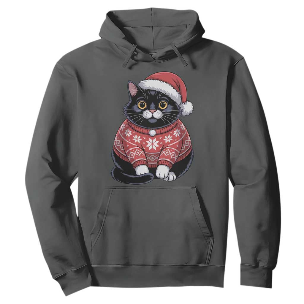 Christmas Black Cat Hoodie Catmas Gift For New Year TS10 Dark Heather Print Your Wear