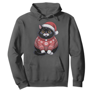 Christmas Black Cat Hoodie Catmas Gift For New Year TS10 Dark Heather Print Your Wear
