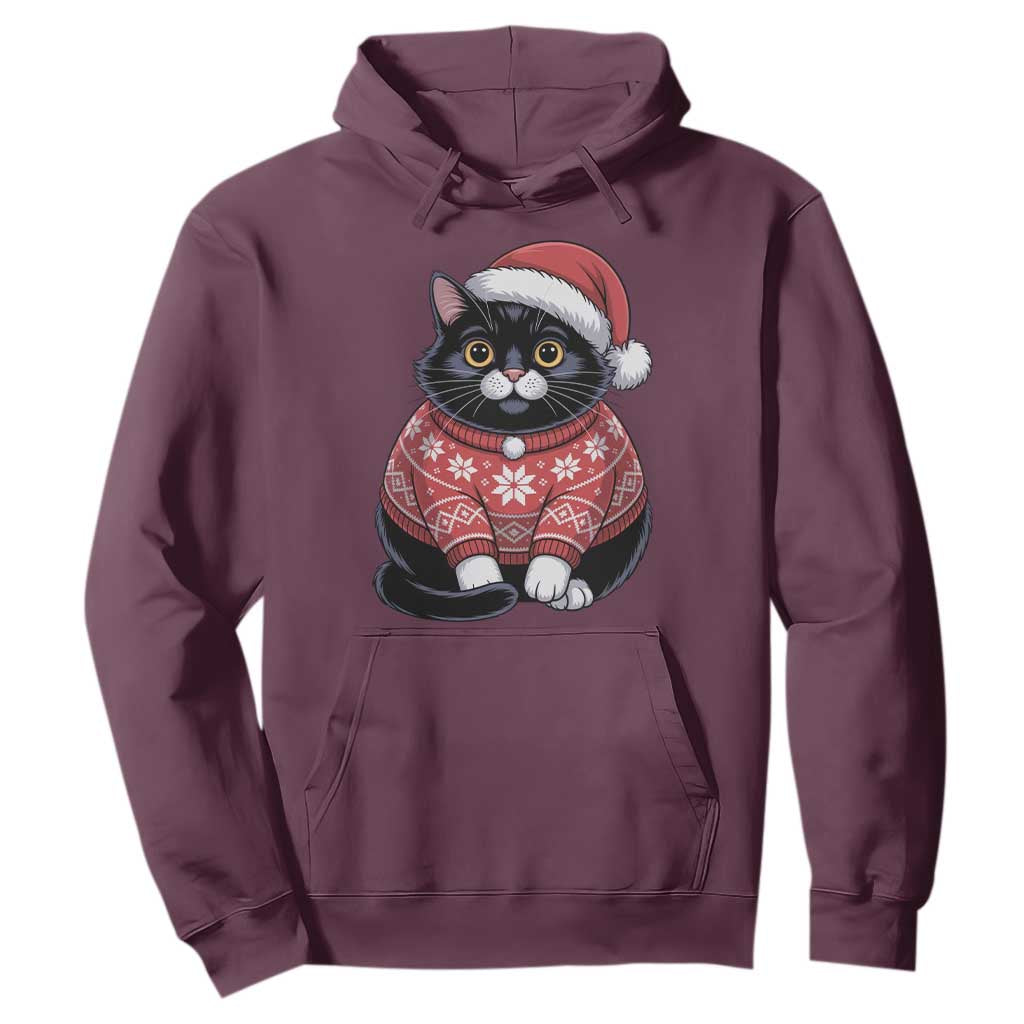 Christmas Black Cat Hoodie Catmas Gift For New Year TS10 Maroon Print Your Wear