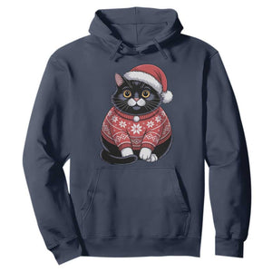 Christmas Black Cat Hoodie Catmas Gift For New Year TS10 Navy Print Your Wear