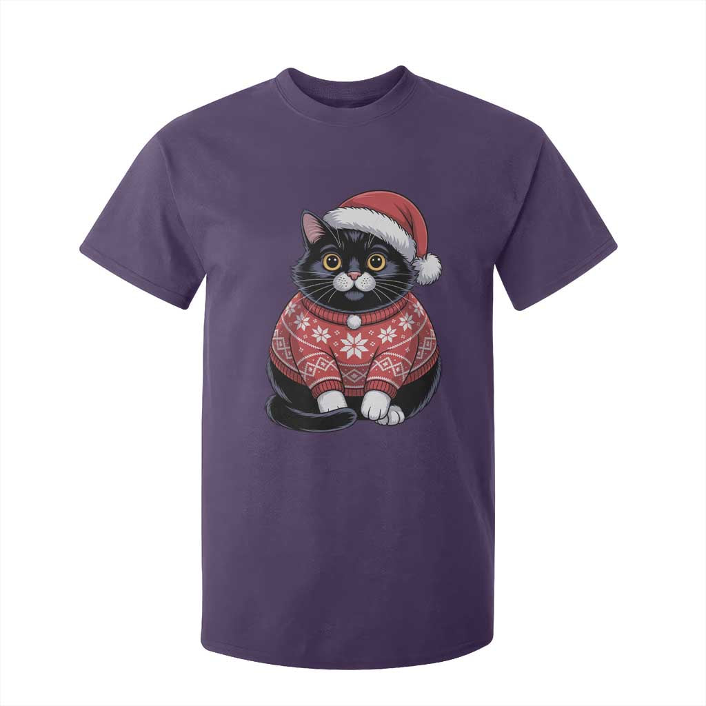 Christmas Black Cat T Shirt For Kid Catmas Gift For New Year TS10 Purple Print Your Wear