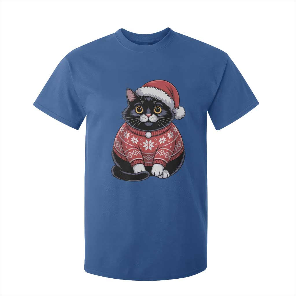 Christmas Black Cat T Shirt For Kid Catmas Gift For New Year TS10 Royal Blue Print Your Wear
