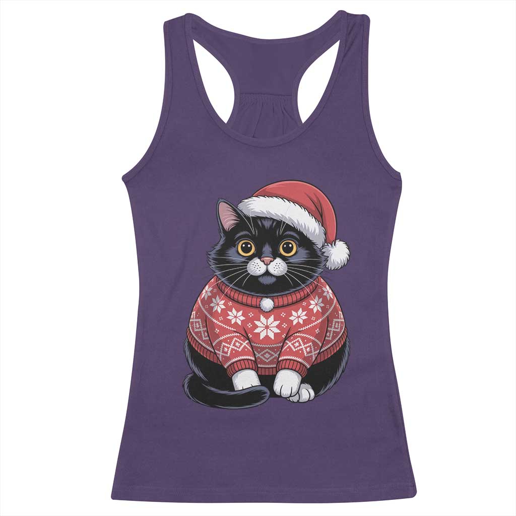 Christmas Black Cat Racerback Tank Top Catmas Gift For New Year TS10 Purple Print Your Wear