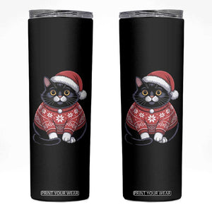 Christmas Black Cat Skinny Tumbler Catmas Gift For New Year TS10 Black Print Your Wear