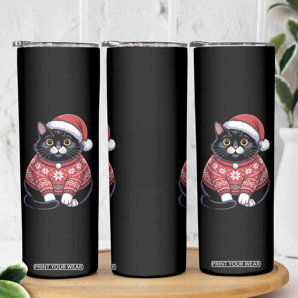 Christmas Black Cat Skinny Tumbler Catmas Gift For New Year TS10 Print Your Wear