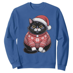 Christmas Black Cat Sweatshirt Catmas Gift For New Year TS10 Royal Blue Print Your Wear