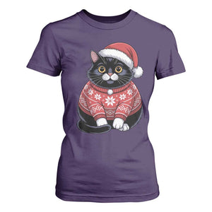 Christmas Black Cat T Shirt For Women Catmas Gift For New Year TS10 Purple Print Your Wear
