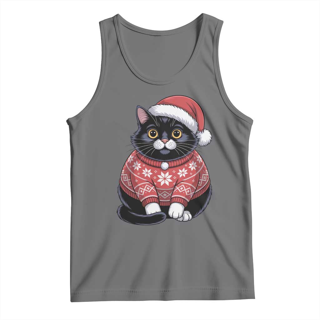 Christmas Black Cat Tank Top Catmas Gift For New Year TS10 Black Heather Print Your Wear