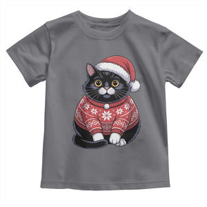 Christmas Black Cat Toddler T Shirt Catmas Gift For New Year TS10 Charcoal Print Your Wear