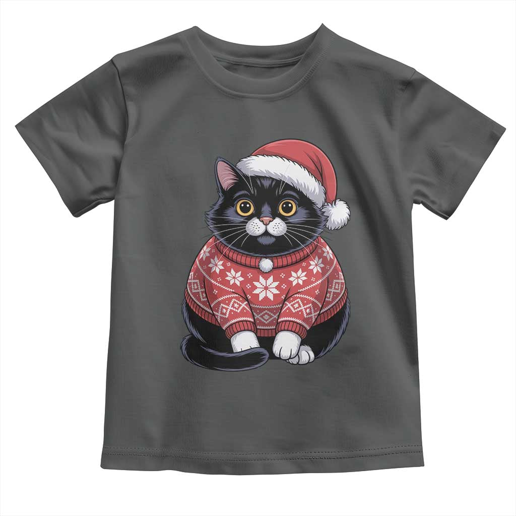 Christmas Black Cat Toddler T Shirt Catmas Gift For New Year TS10 Dark Heather Print Your Wear