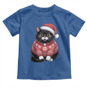 Christmas Black Cat Toddler T Shirt Catmas Gift For New Year TS10 Royal Blue Print Your Wear