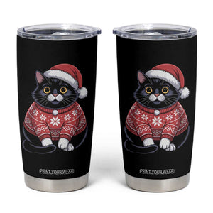 Christmas Black Cat Tumbler Cup Catmas Gift For New Year TS10 Black Print Your Wear