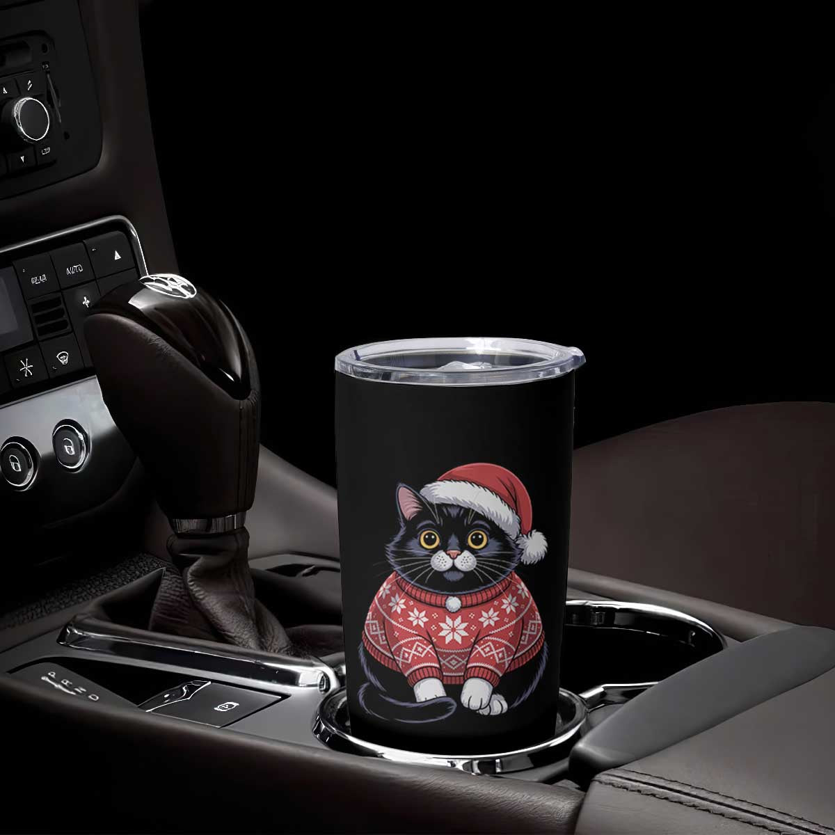 Christmas Black Cat Tumbler Cup Catmas Gift For New Year TS10 Print Your Wear