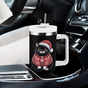 Christmas Black Cat Tumbler With Handle Catmas Gift For New Year TS10 Print Your Wear