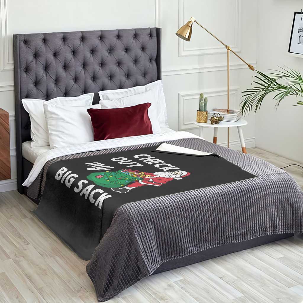 Retro Funny Santa Throw Blanket Christmas Joke Check Out My Big Sack TS10 Print Your Wear