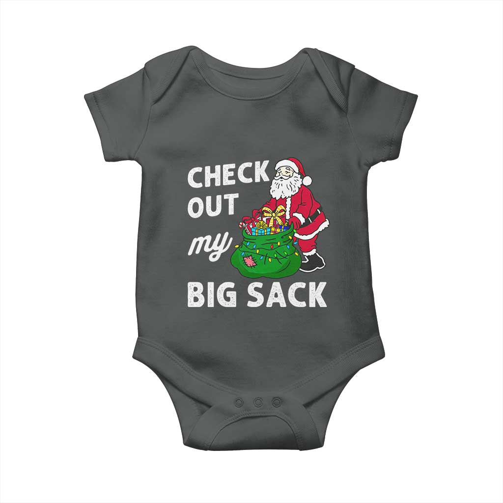 Retro Funny Santa Baby Onesie Christmas Joke Check Out My Big Sack TS10 Dark Heather Print Your Wear