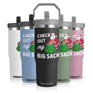 Retro Funny Santa Flip Straw Tumbler Christmas Joke Check Out My Big Sack TS10 Print Your Wear
