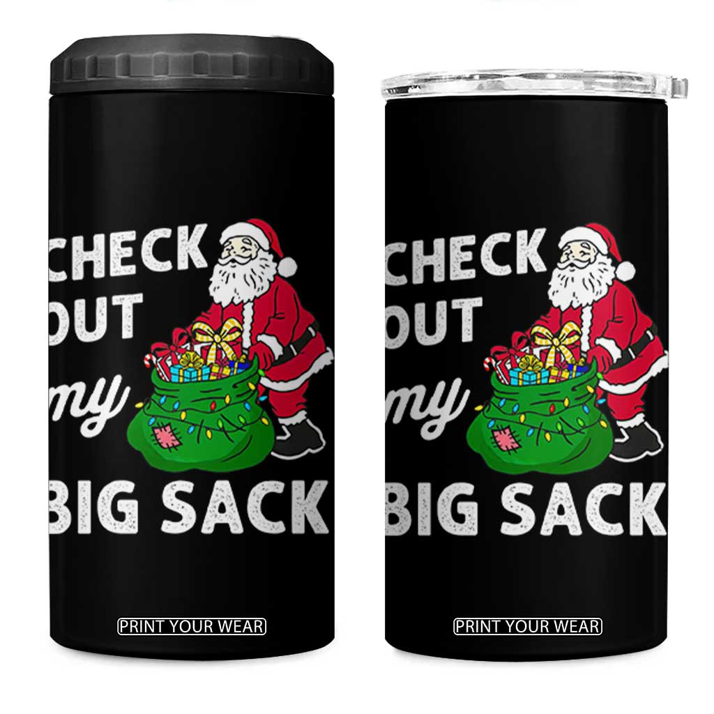 Retro Funny Santa 4 in 1 Can Cooler Tumbler Christmas Joke Check Out My Big Sack TS10 One Size: 16 oz Black Print Your Wear