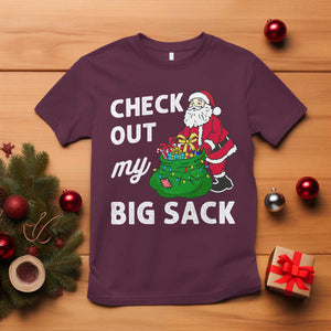 Retro Funny Santa T Shirt Christmas Joke Check Out My Big Sack TS10 Maroon Print Your Wear